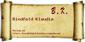 Bindfeld Klaudia névjegykártya